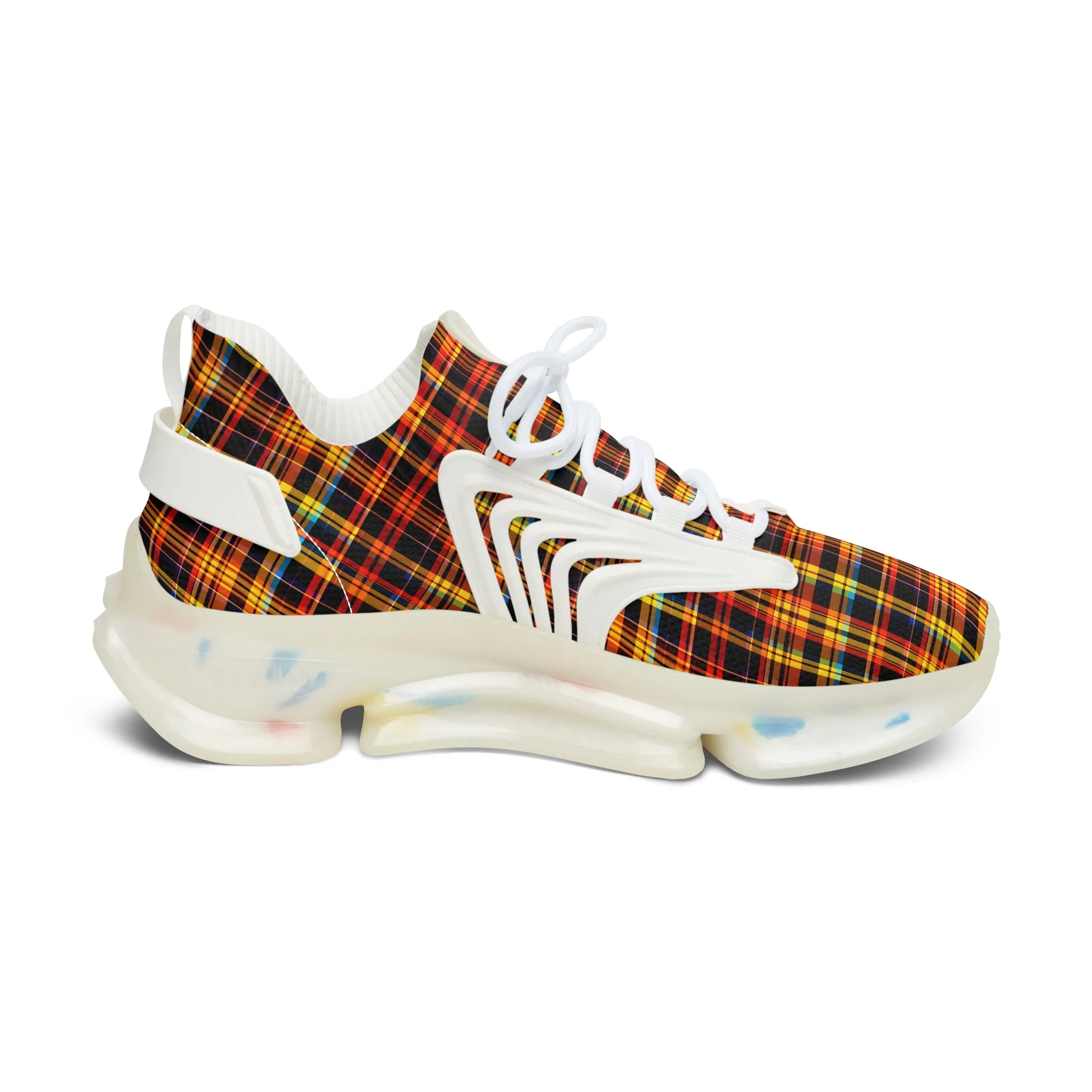 Red-Orange Checkred Women's Mesh Sneakers TRT-000007