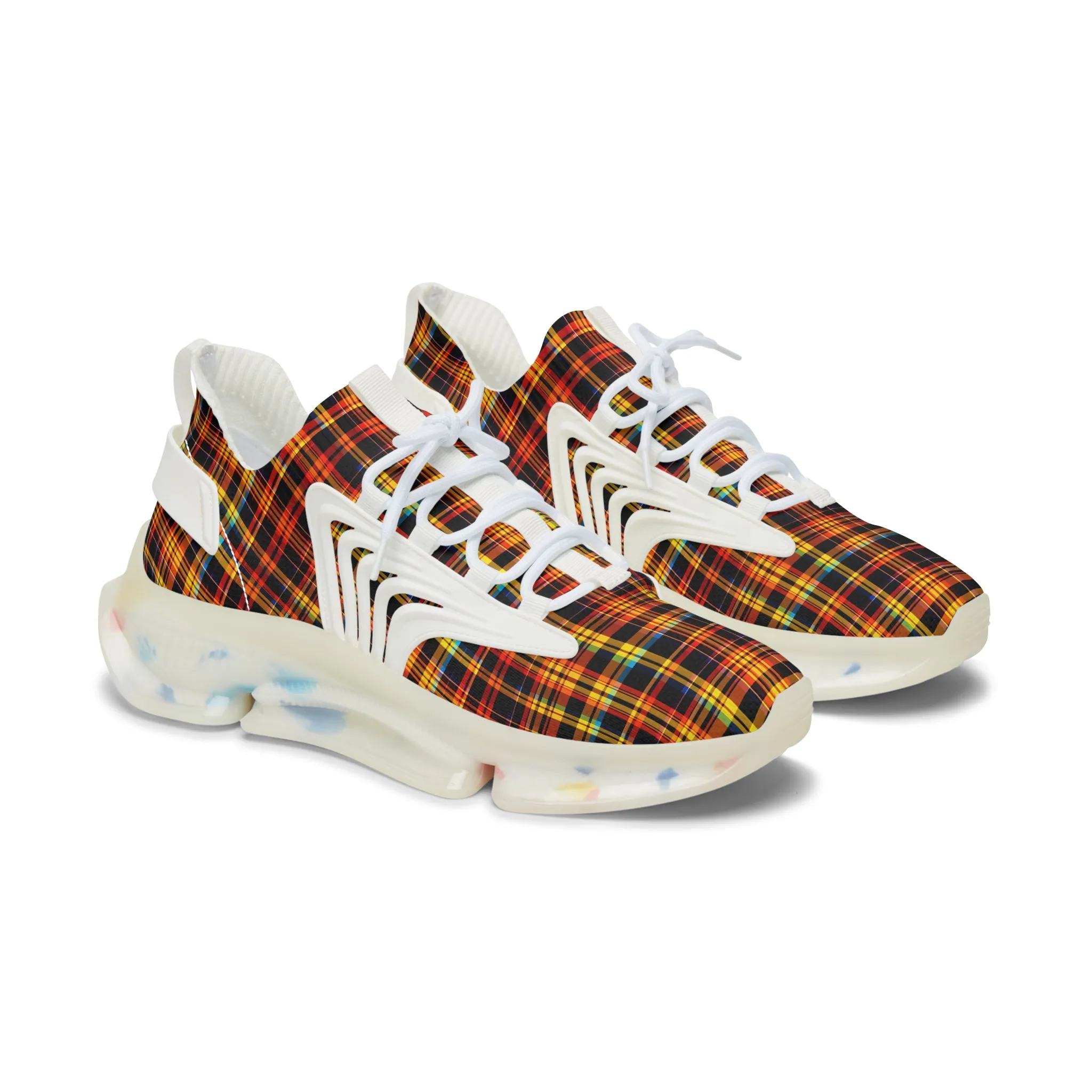 Red-Orange Checkred Women's Mesh Sneakers TRT-000007