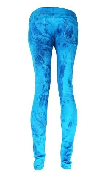 *Turquoise Tie Dye Skinny Jeans in Unisex Size S