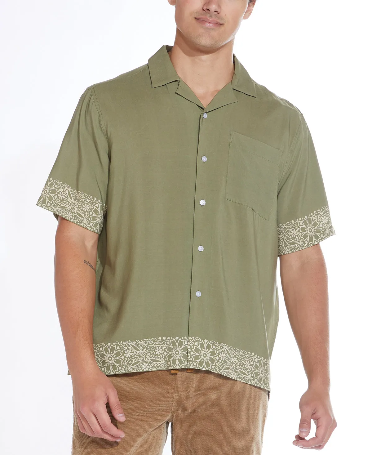 Light Olive Relaxed Fit Resort Shirt