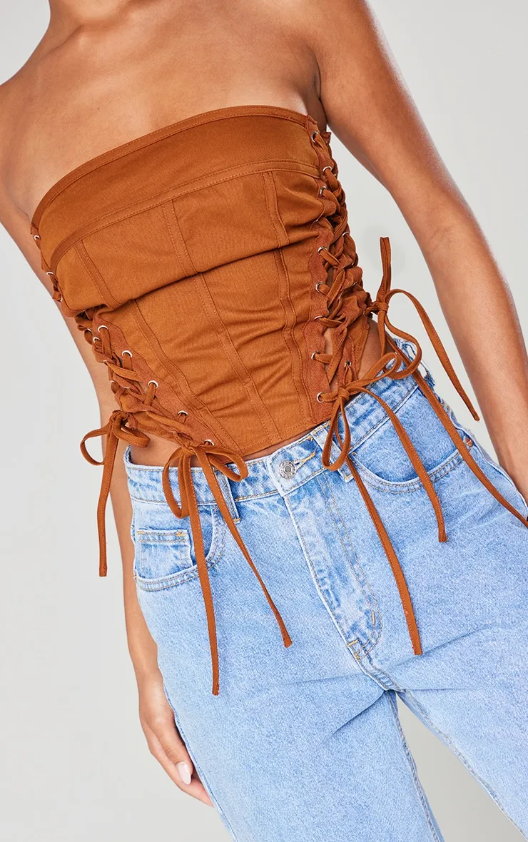 Chocolate Lace Up Cargo Corset