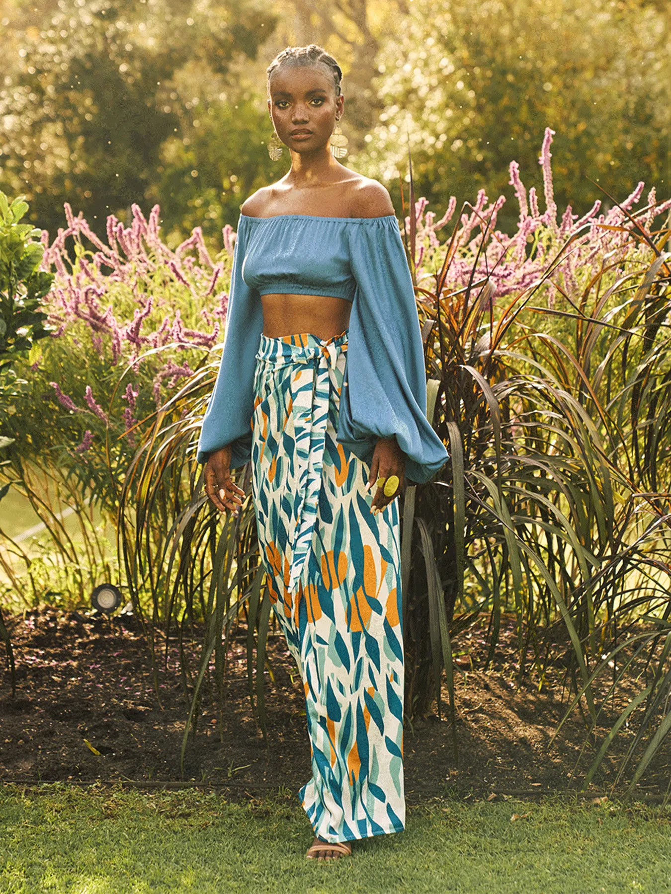 Orange Tree Print Skirt