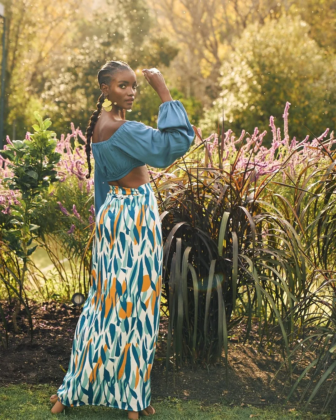 Orange Tree Print Skirt