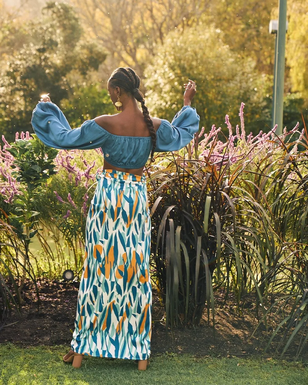 Orange Tree Print Skirt