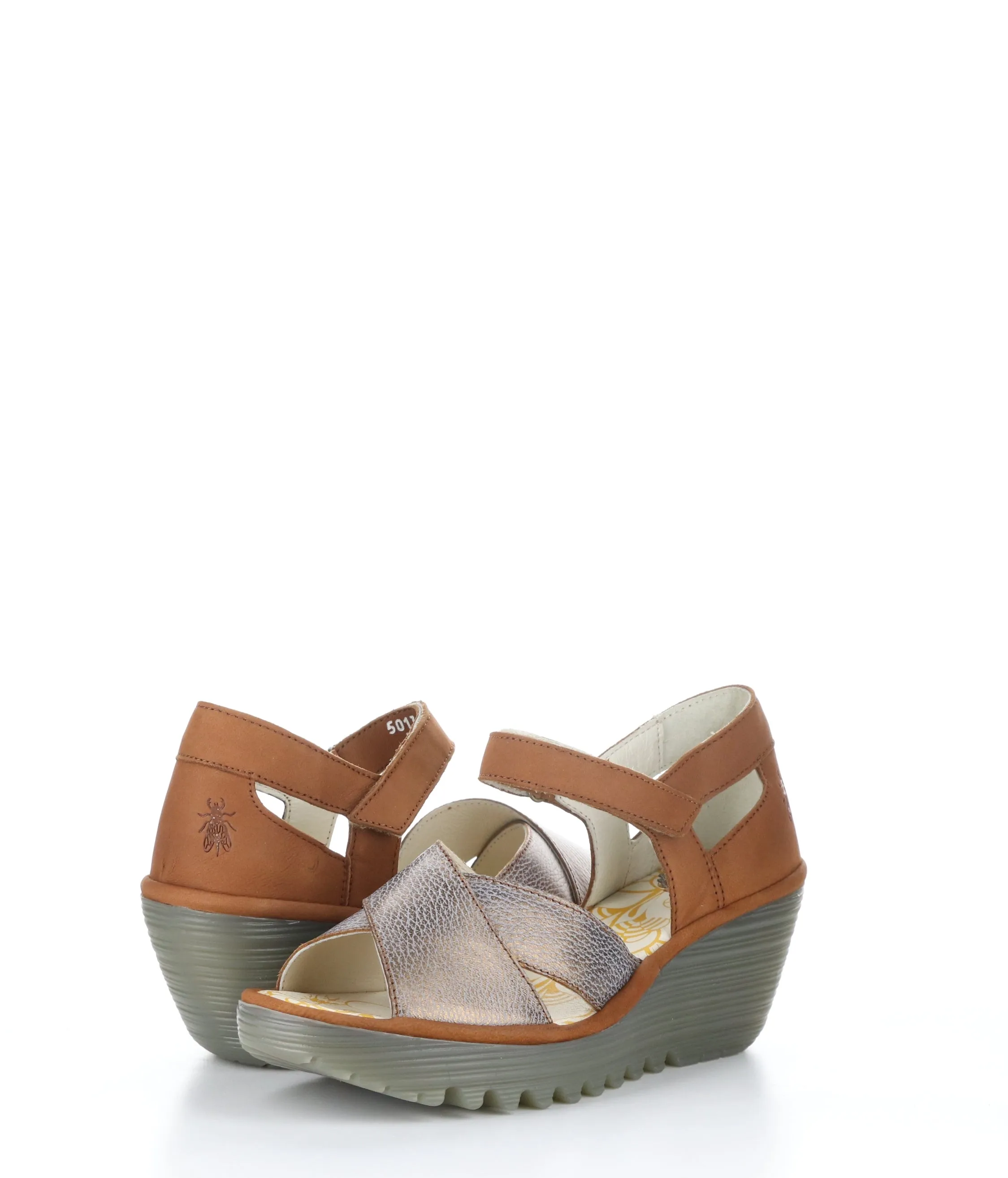 BRONZE/TAN Round Toe Sandals