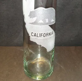 Sandblast-Etched Glass California Bear Cylinder Vase Peace Core Glass Art