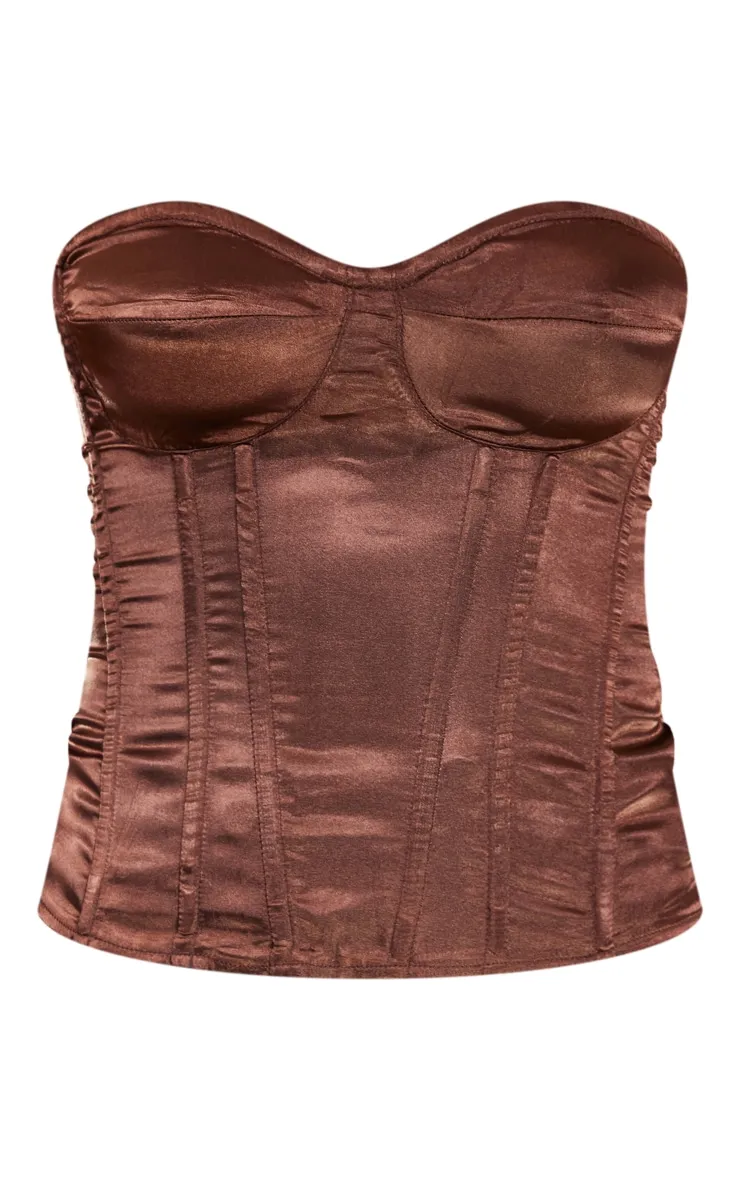 Satin Chocolate Corset | Tops