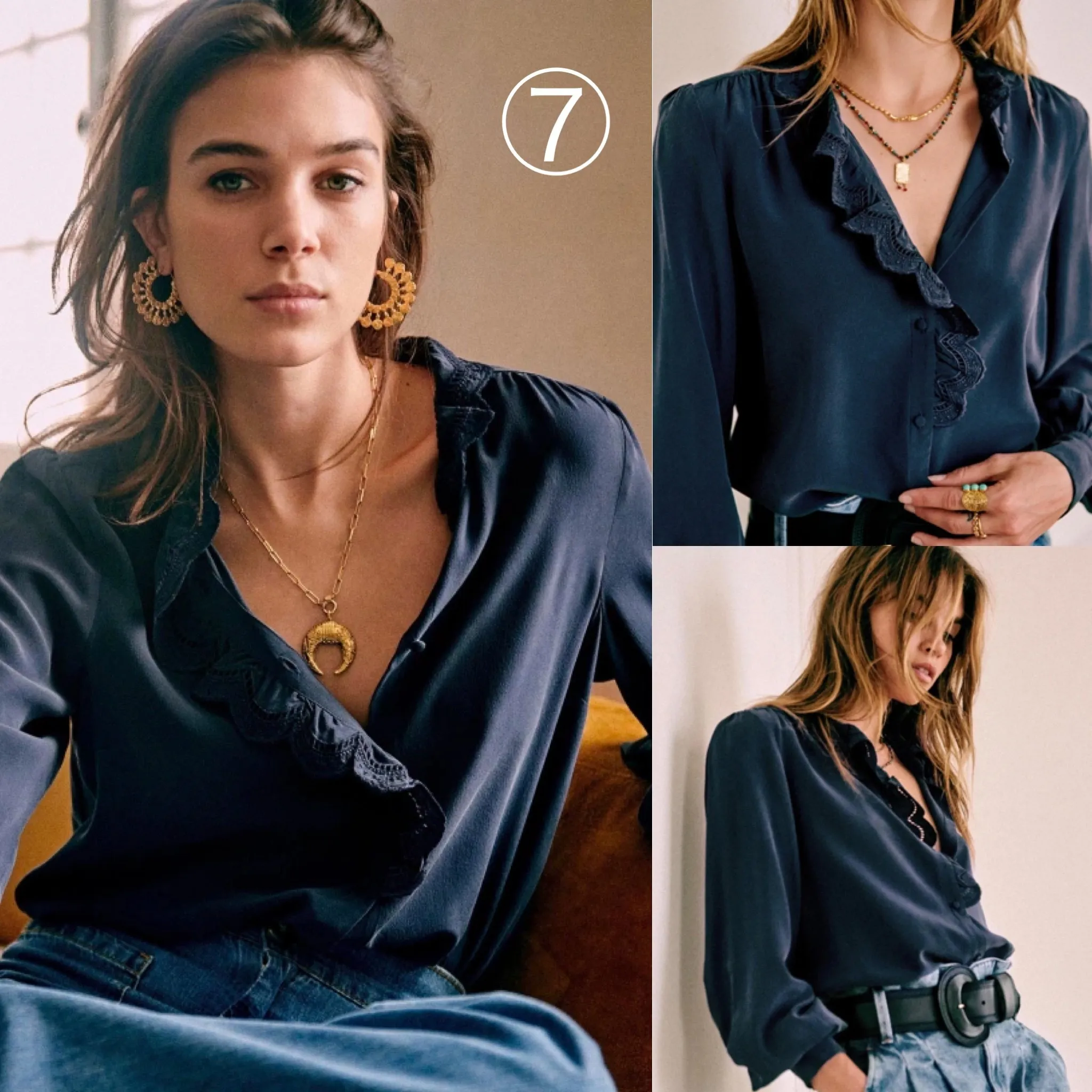 SEZANE Silk Casual Office Blouse