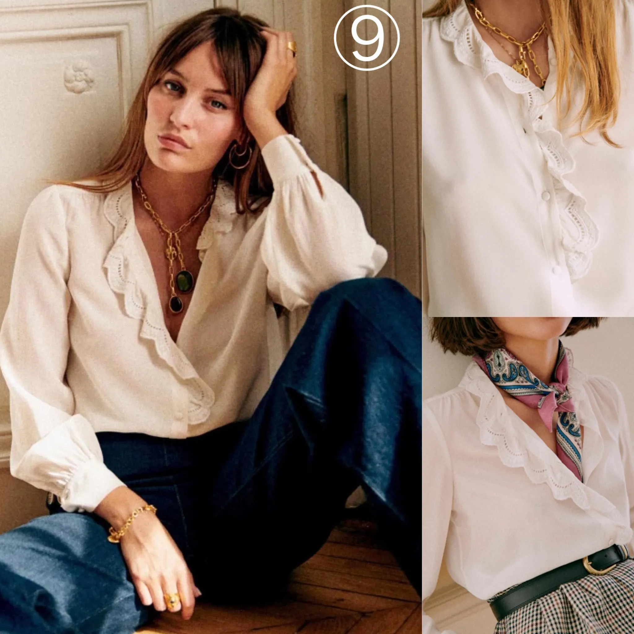 SEZANE Silk Casual Office Blouse