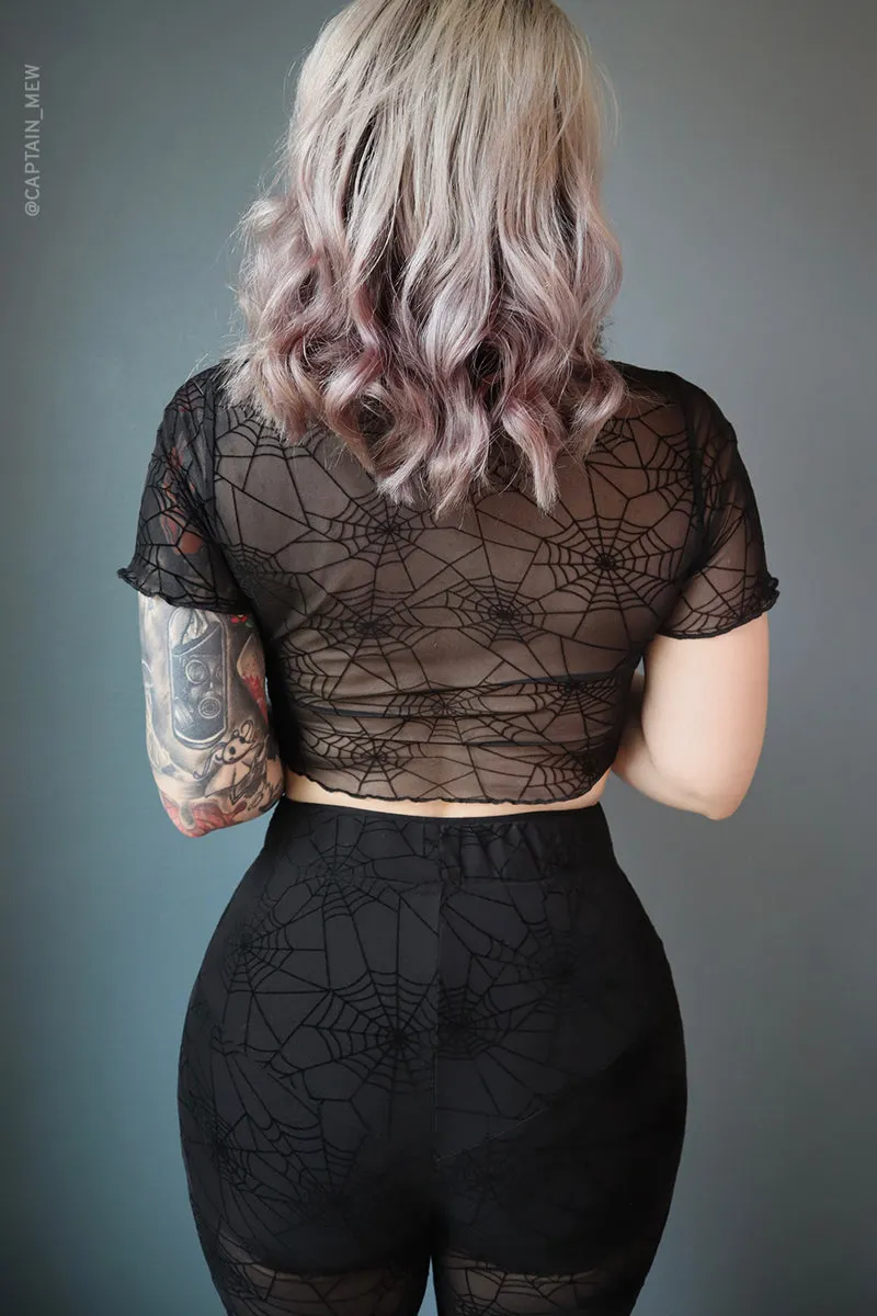 Mesh Short Sleeve Spiderweb Top