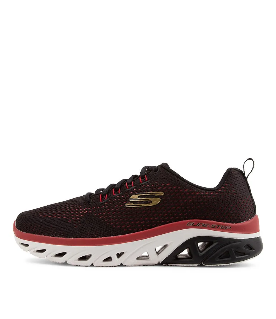 SKECHERS Black Red Mesh Glide Sneakers