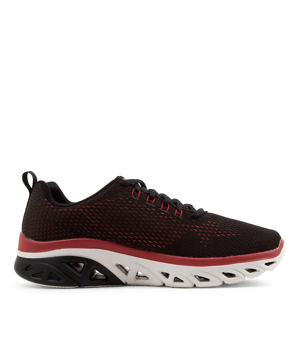 SKECHERS Black Red Mesh Glide Sneakers