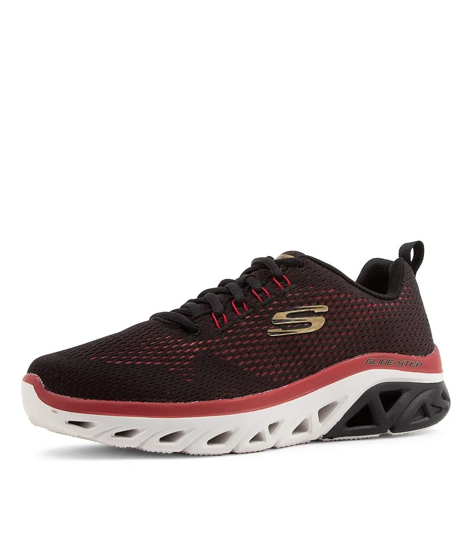 SKECHERS Black Red Mesh Glide Sneakers