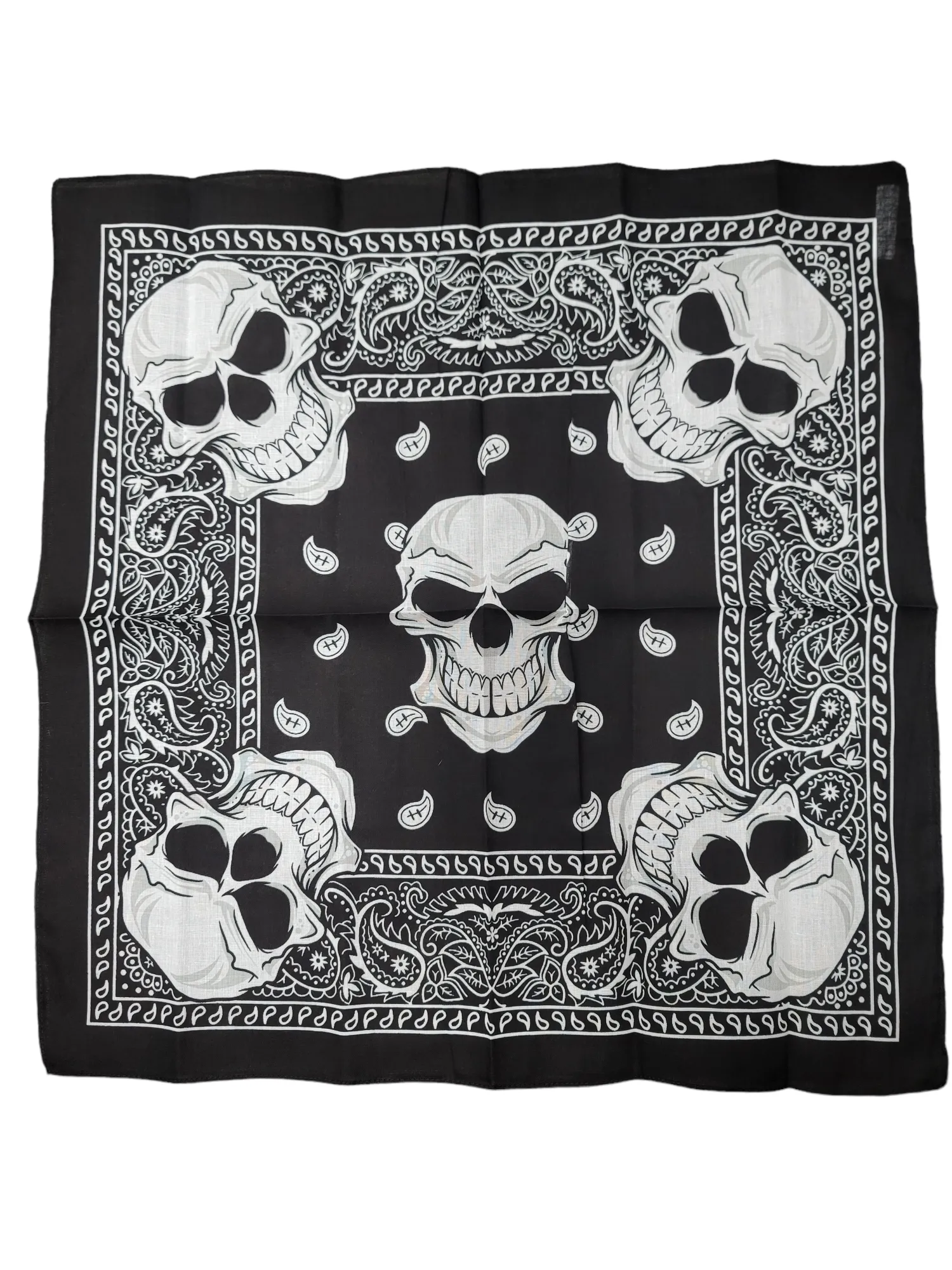 Skulls in Corners measuring 22 inches in Black/White