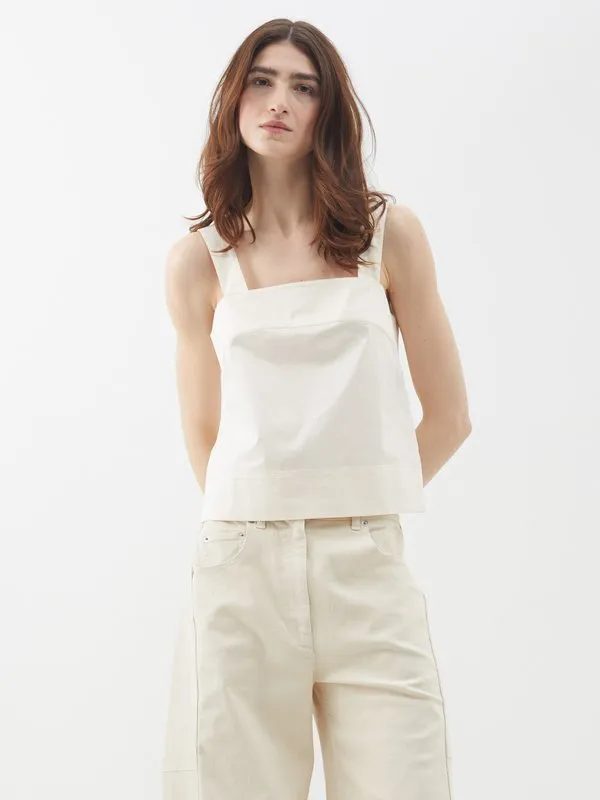 Tibi Sleeveless Plain Cotton Tanks and Camisoles