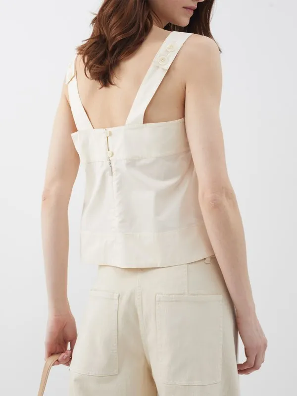 Tibi Sleeveless Plain Cotton Tanks and Camisoles