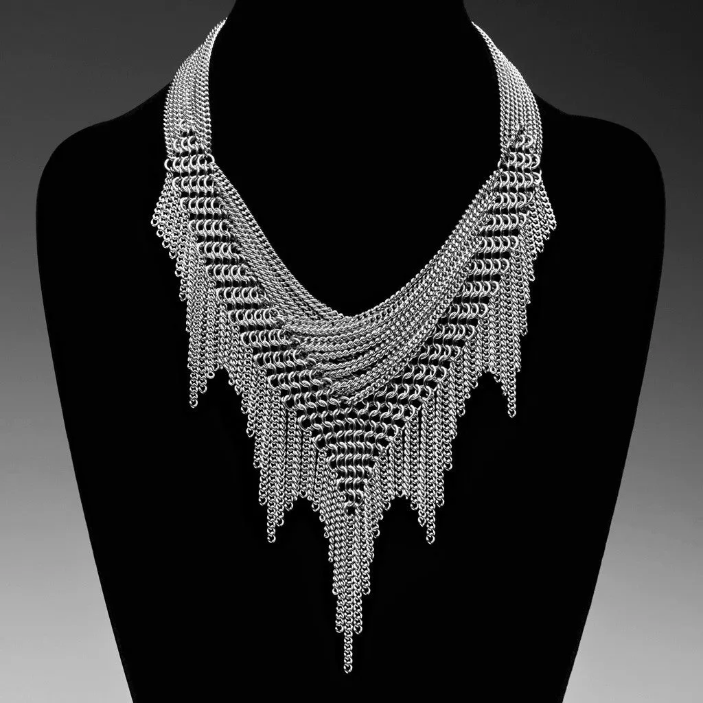 Criss-Cross Chain SLINKY Shaped Fringe Necklace