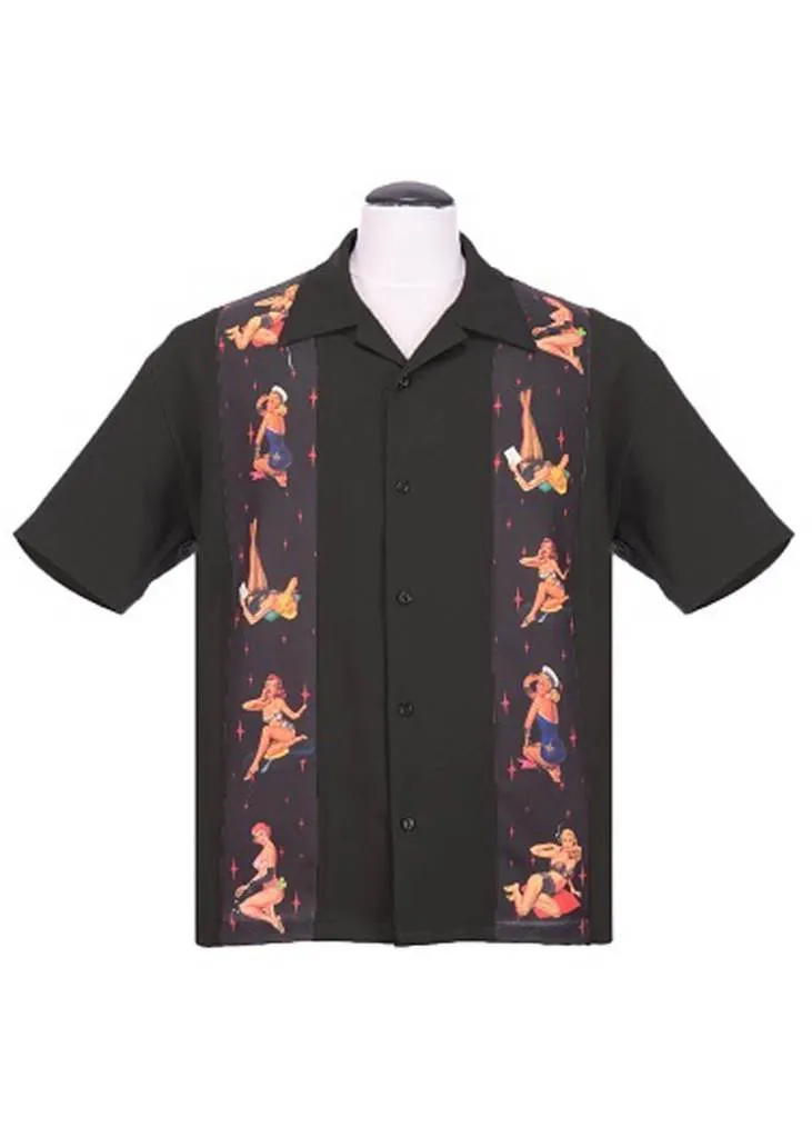 Men's Black Pin-Up Panel Shirt