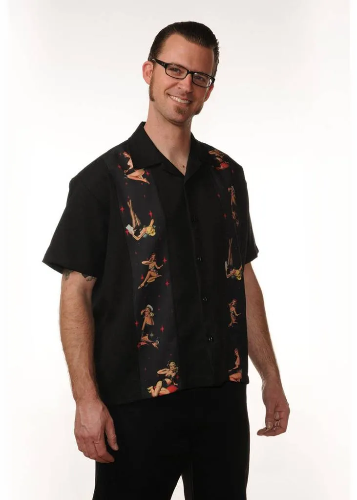 Men's Black Pin-Up Panel Shirt