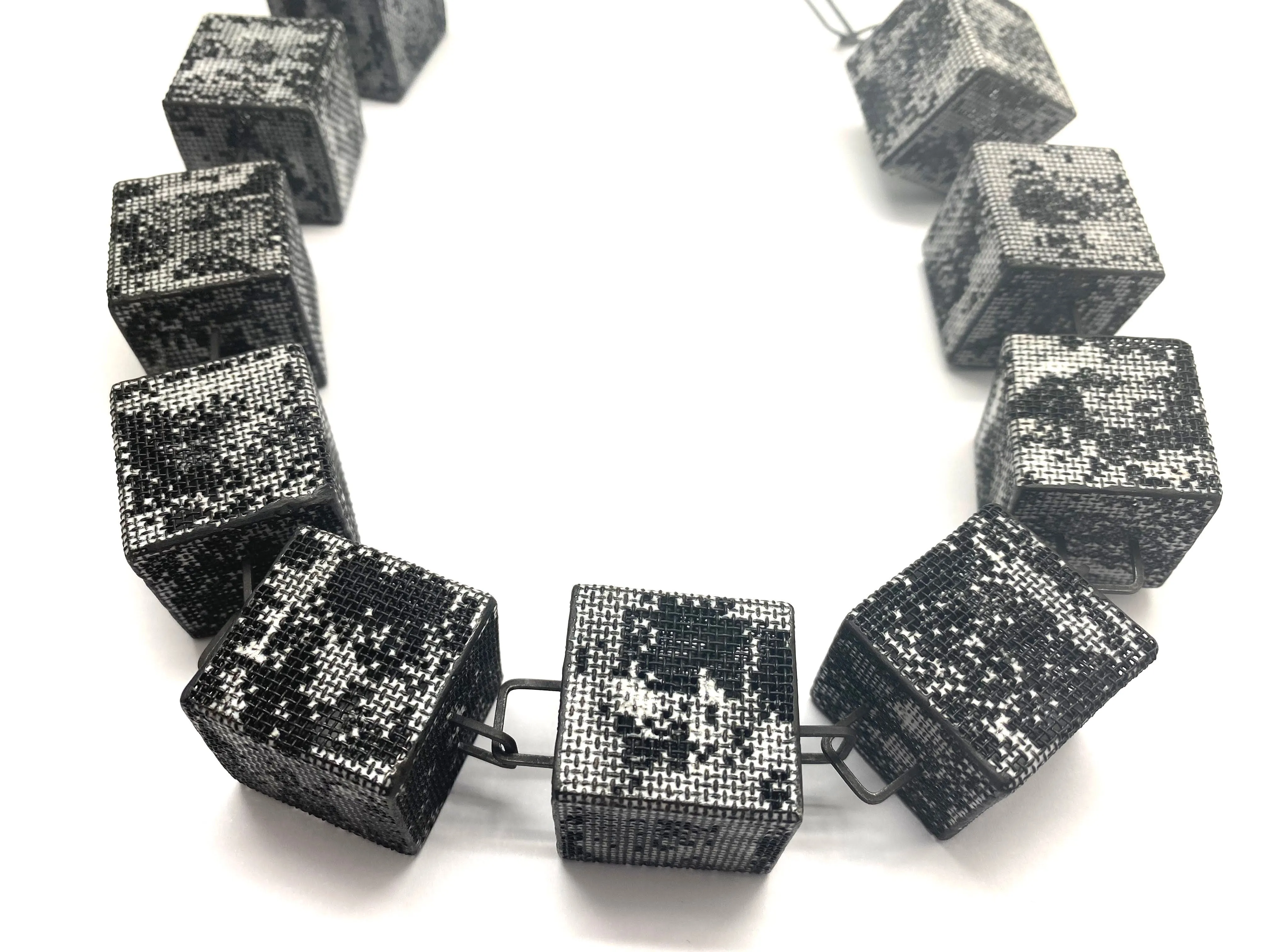 Steel Mesh Cube Necklace