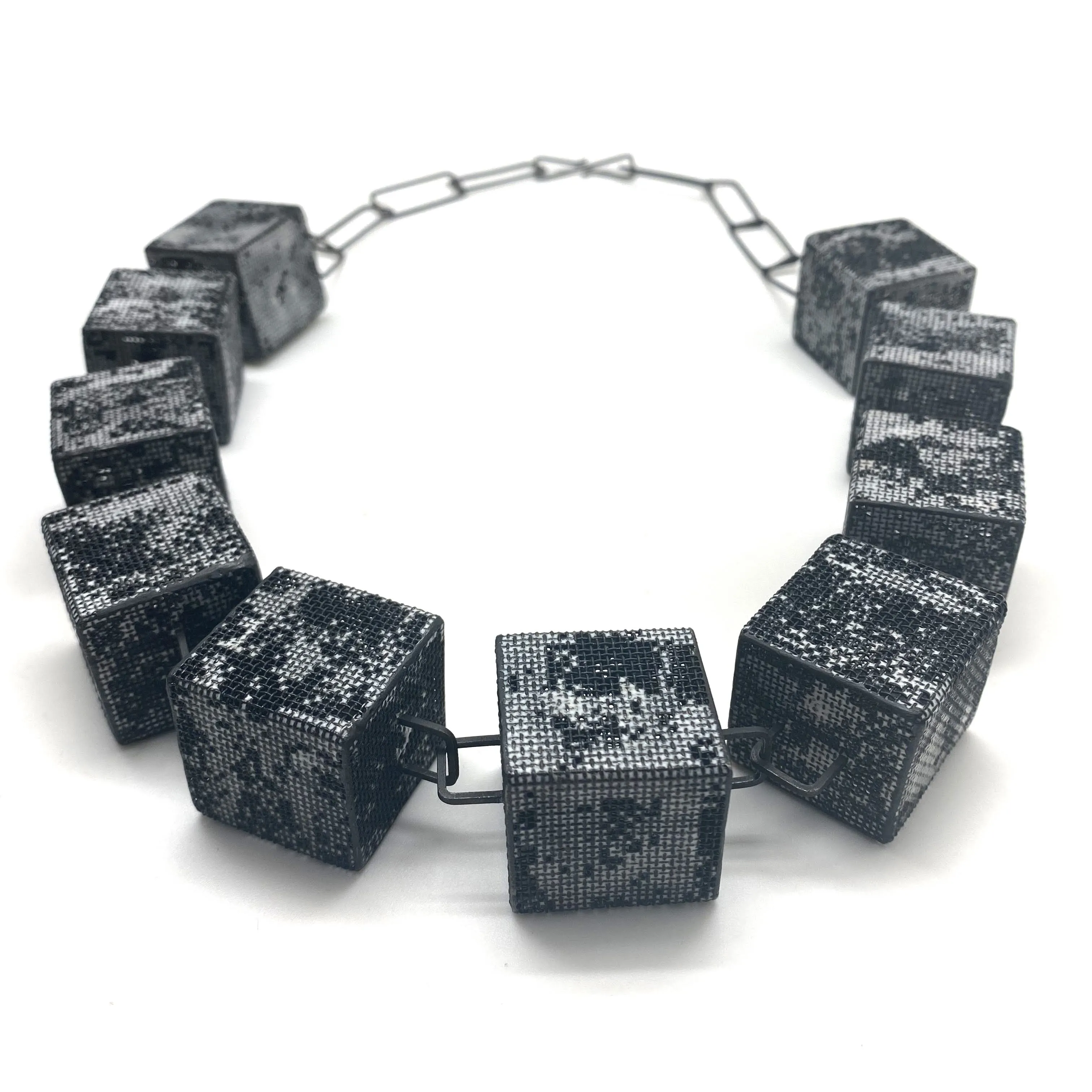 Steel Mesh Cube Necklace