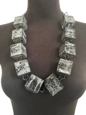 Steel Mesh Cube Necklace