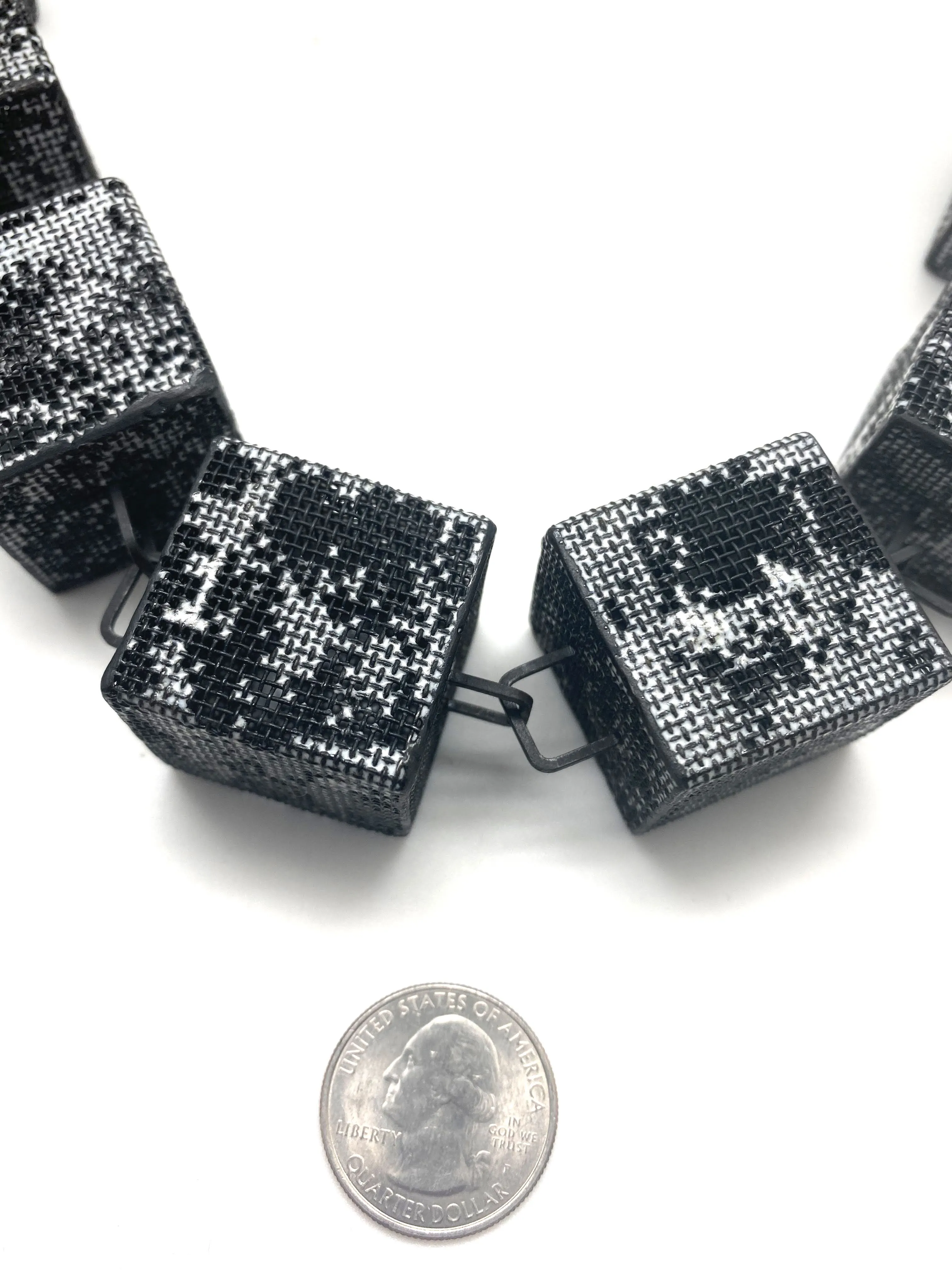 Steel Mesh Cube Necklace