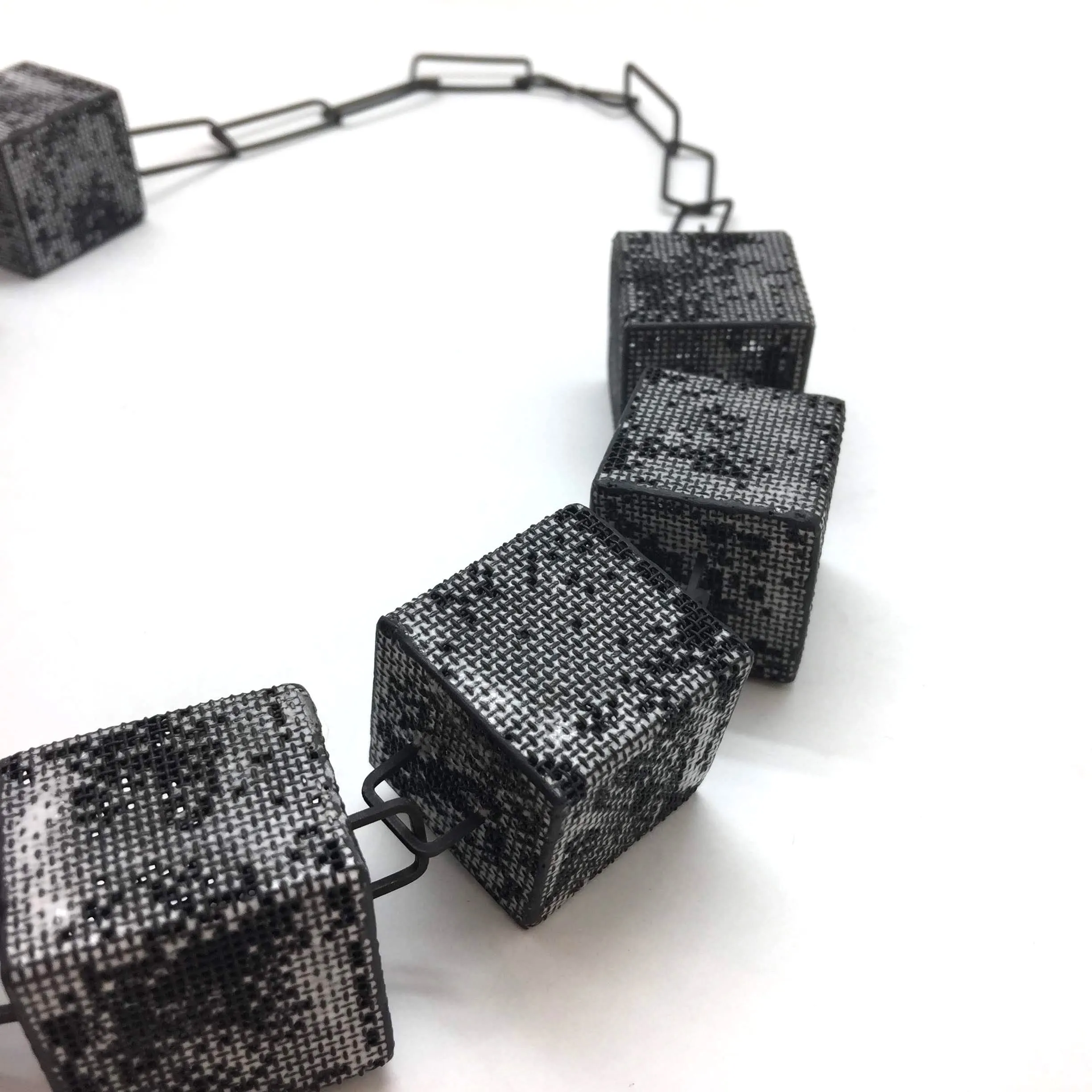 Steel Mesh Cube Necklace