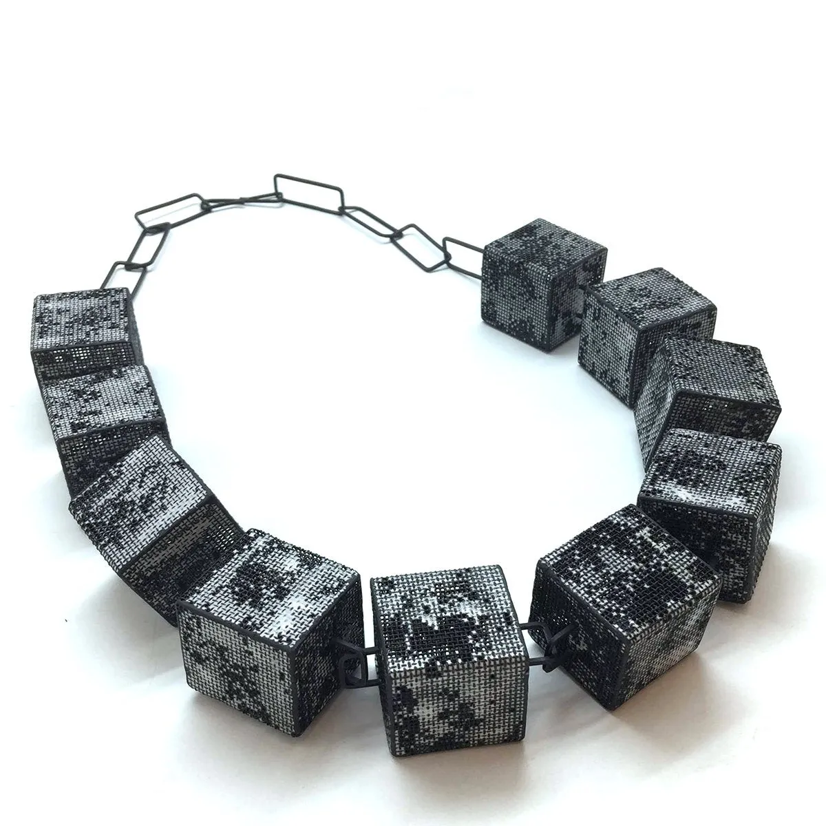 Steel Mesh Cube Necklace