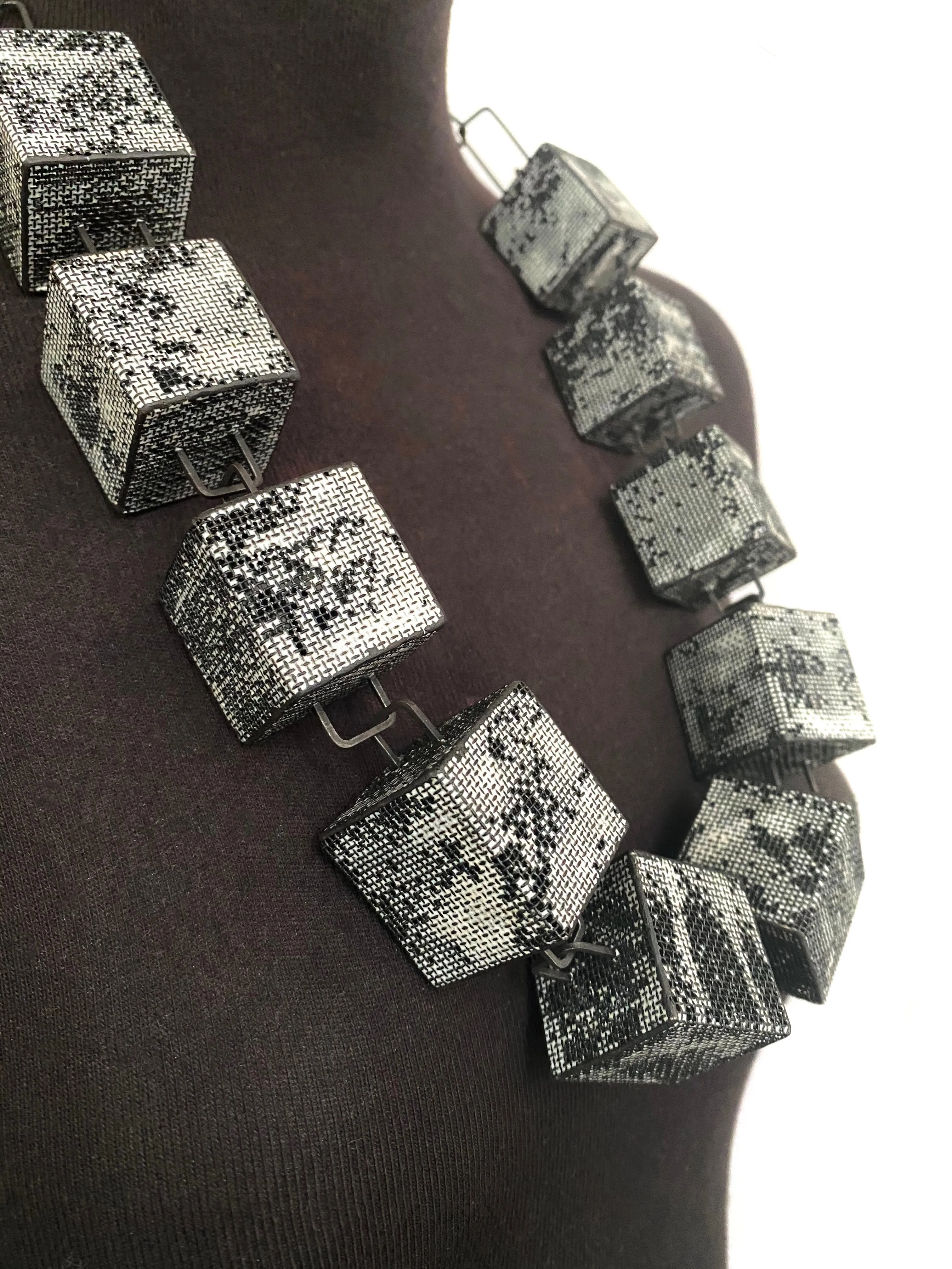 Steel Mesh Cube Necklace