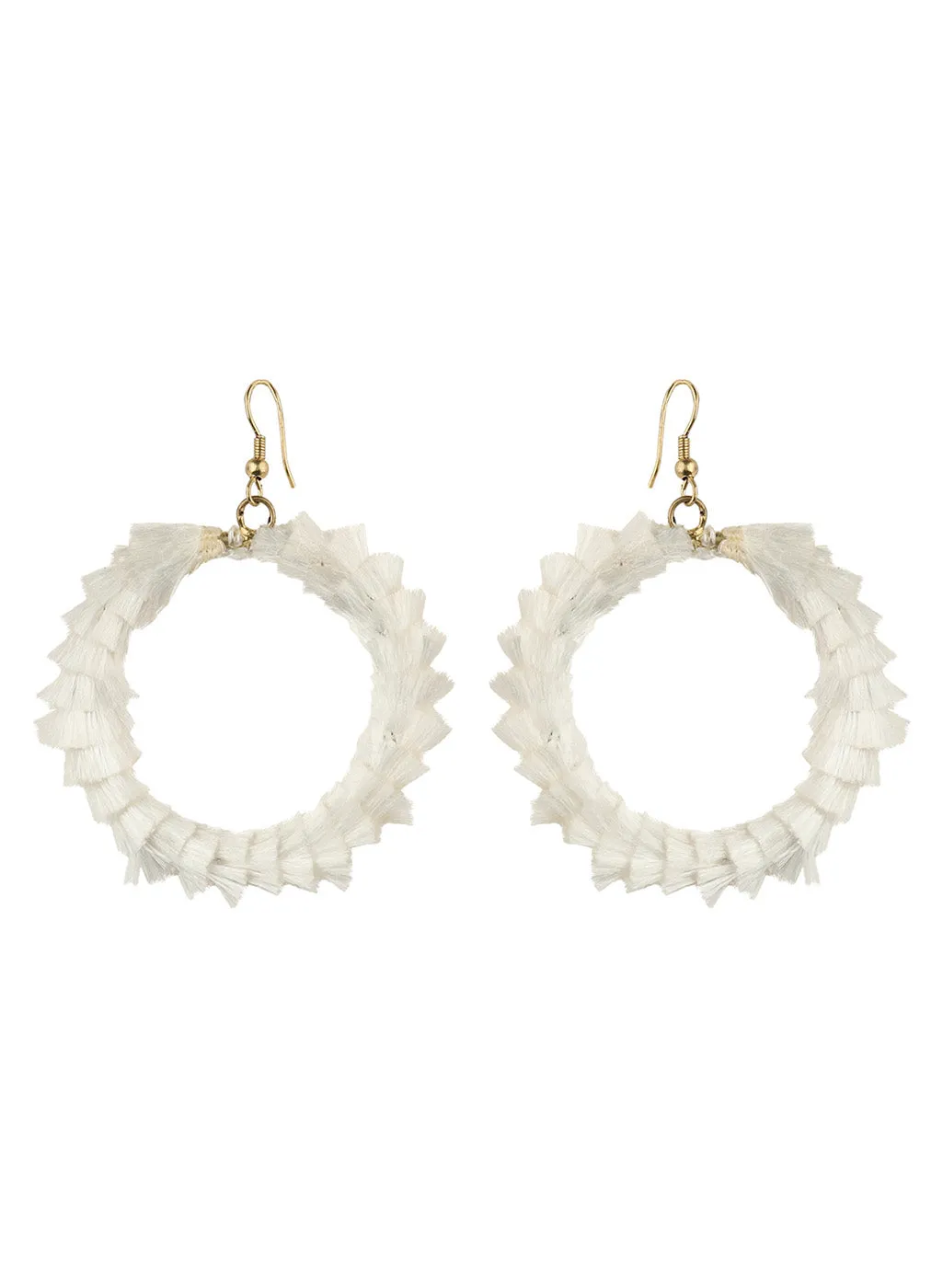 Tasseled Off White Earrings