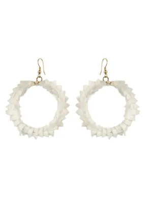 Tasseled Off White Earrings