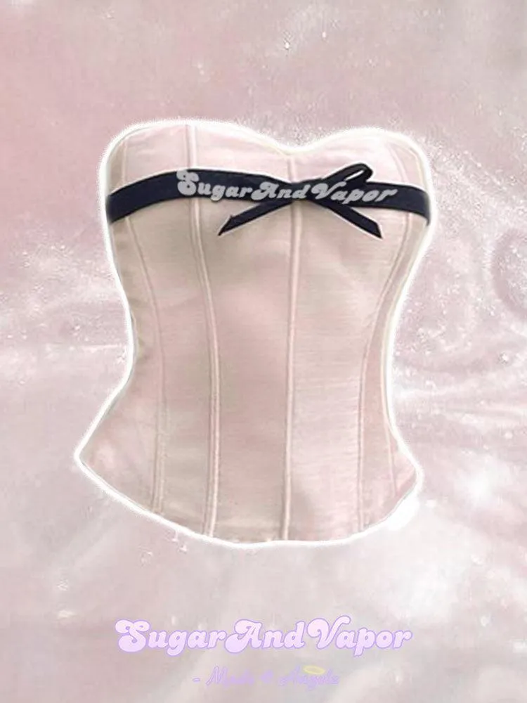 Pink Satin Bow Corset Top