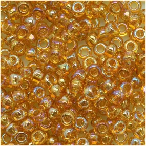 Toho Round Seed Beads 8/0 162B Transparent Rainbow Med Topaz 8 Gram Tube