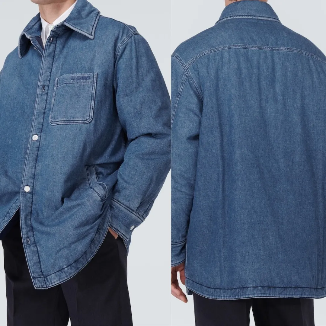 Denim Street Style Long Sleeves Cotton Logo Shirt