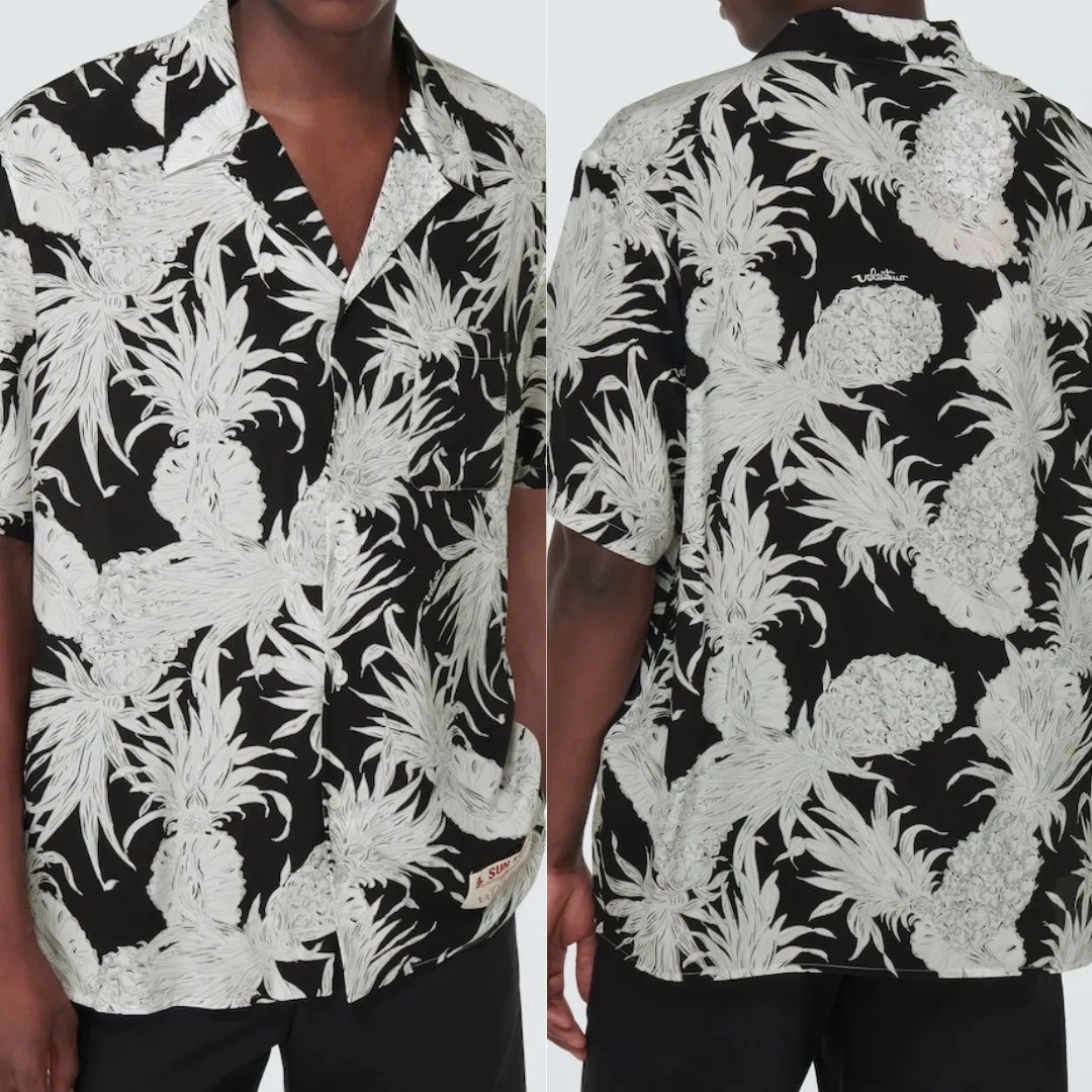 Trendy Tropical Silk Street Style Logo Shirt