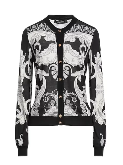 VERSACE Long Sleeve Silk Party Blouse