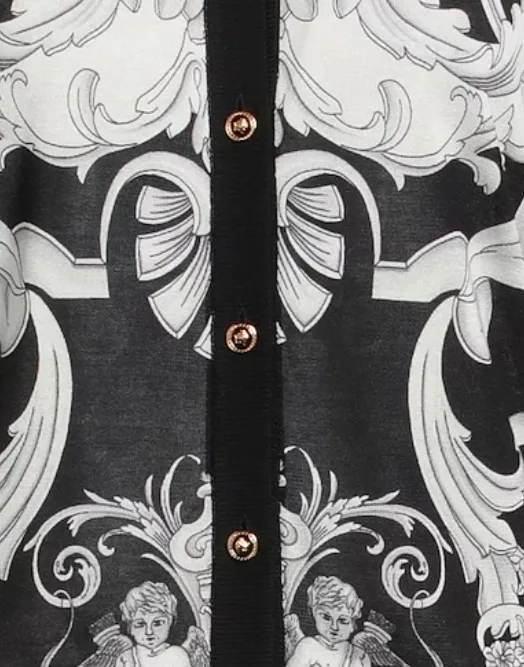 VERSACE Long Sleeve Silk Party Blouse