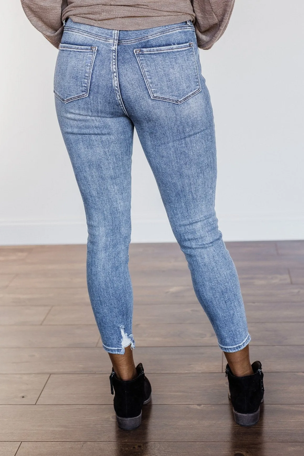 High-Rise Button Fly Skinny Jeans- Astrid Wash