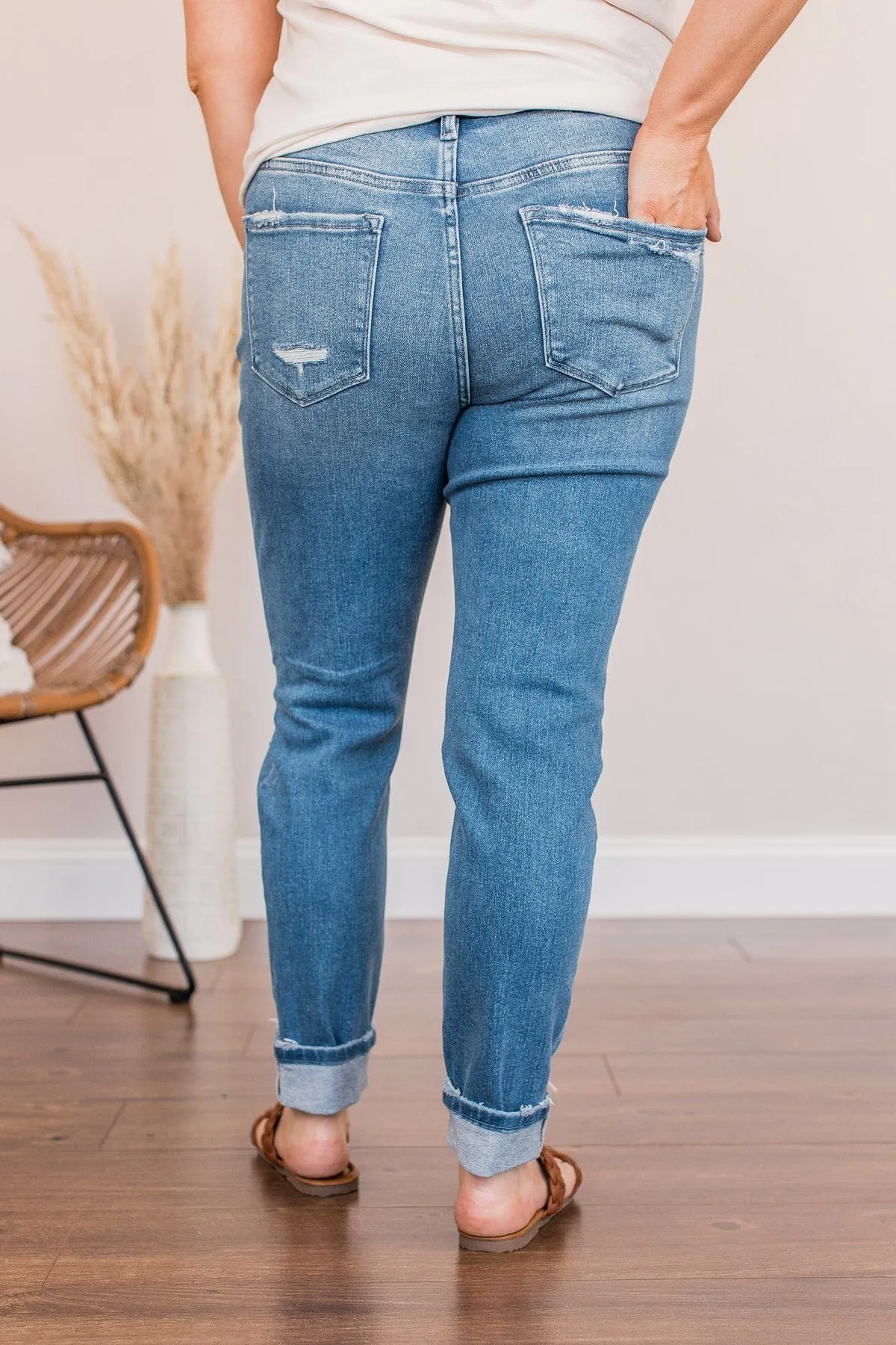 Mid-Rise Distressed Skinny Jeans