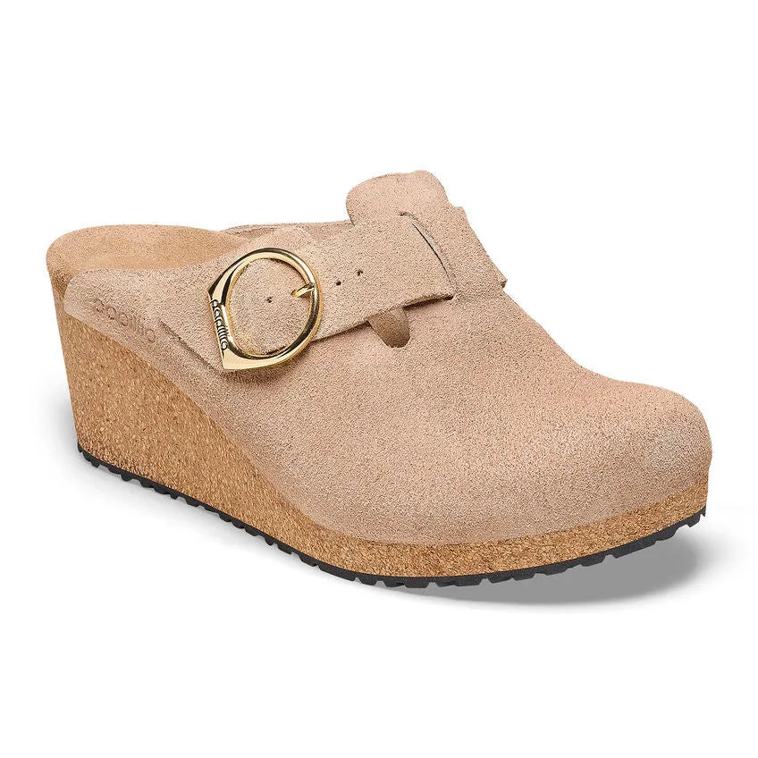 Warm Sand Suede Fanny Ring Buckle Clogs||Fanny à boucle ronde - Suède sable chaud