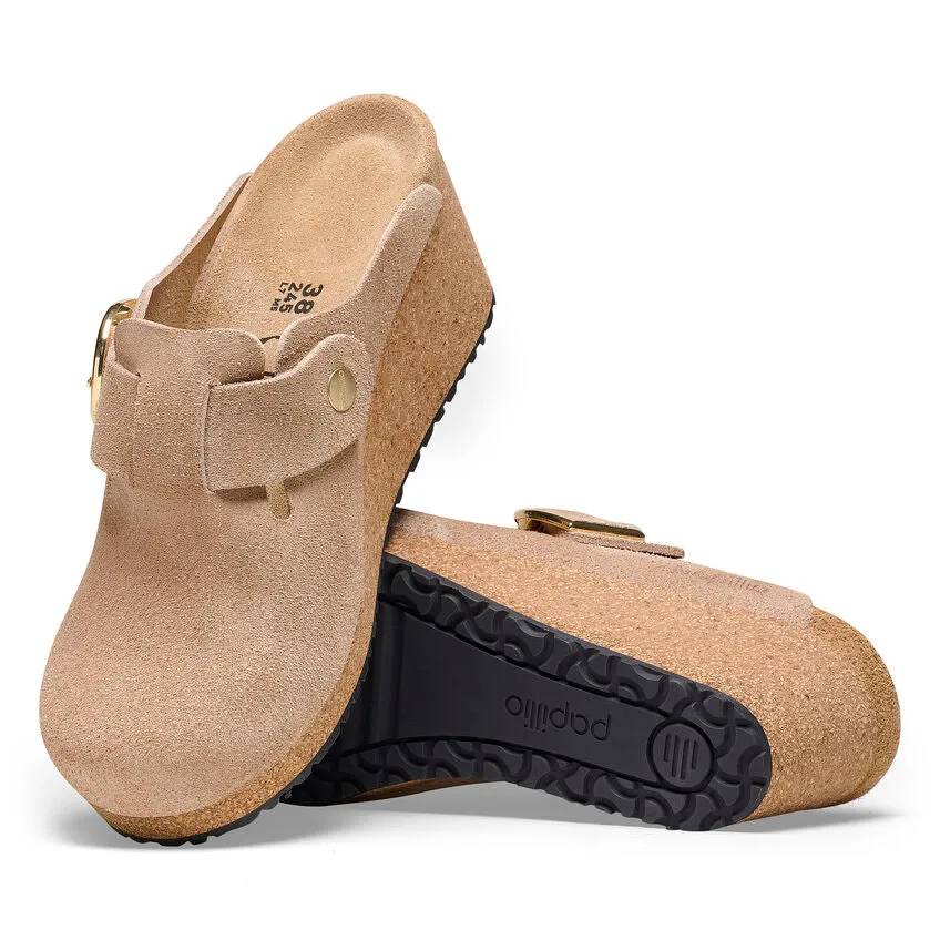 Warm Sand Suede Fanny Ring Buckle Clogs||Fanny à boucle ronde - Suède sable chaud