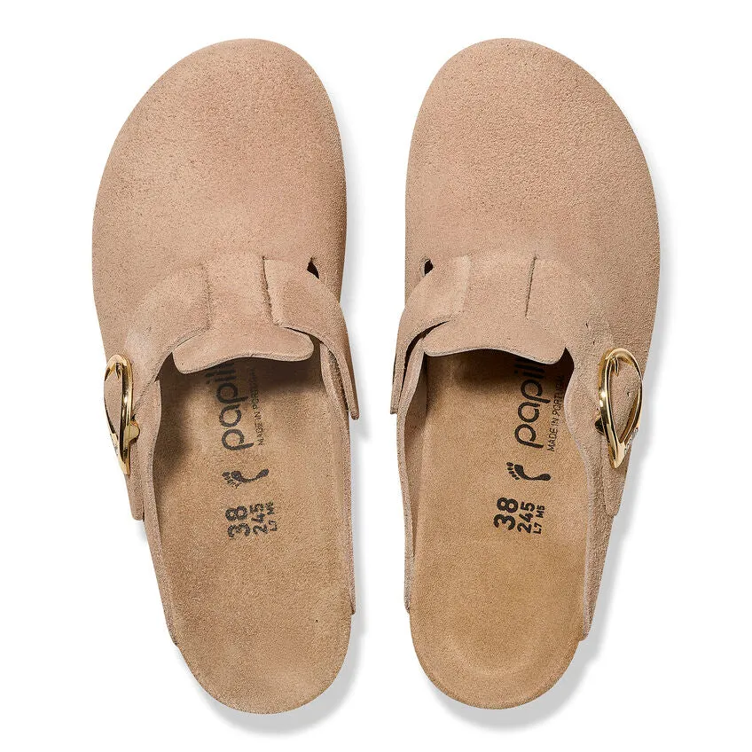 Warm Sand Suede Fanny Ring Buckle Clogs||Fanny à boucle ronde - Suède sable chaud