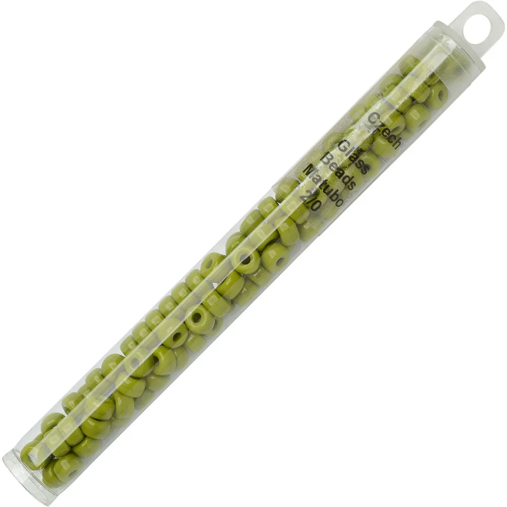 Bright Czech Glass Matubo, 2/0 Seed Bead, Wasabi Opaque (20 Gram Tube)