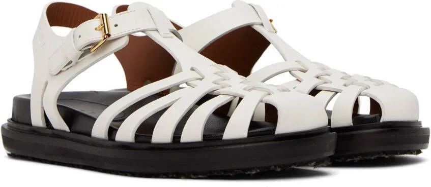 White Leather Fisherman Sandals