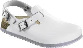 White Leather Tokio Grip Clogs||Cuir blanc Tokio Antidérapante Clogs