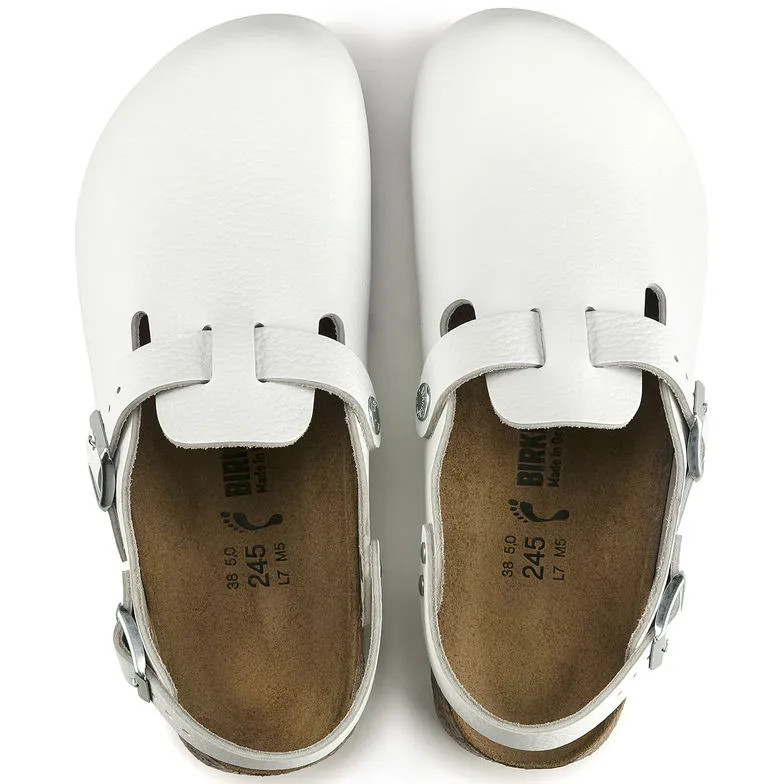 White Leather Tokio Grip Clogs||Cuir blanc Tokio Antidérapante Clogs