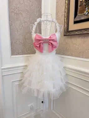 White Mesh Barbie Bowknot