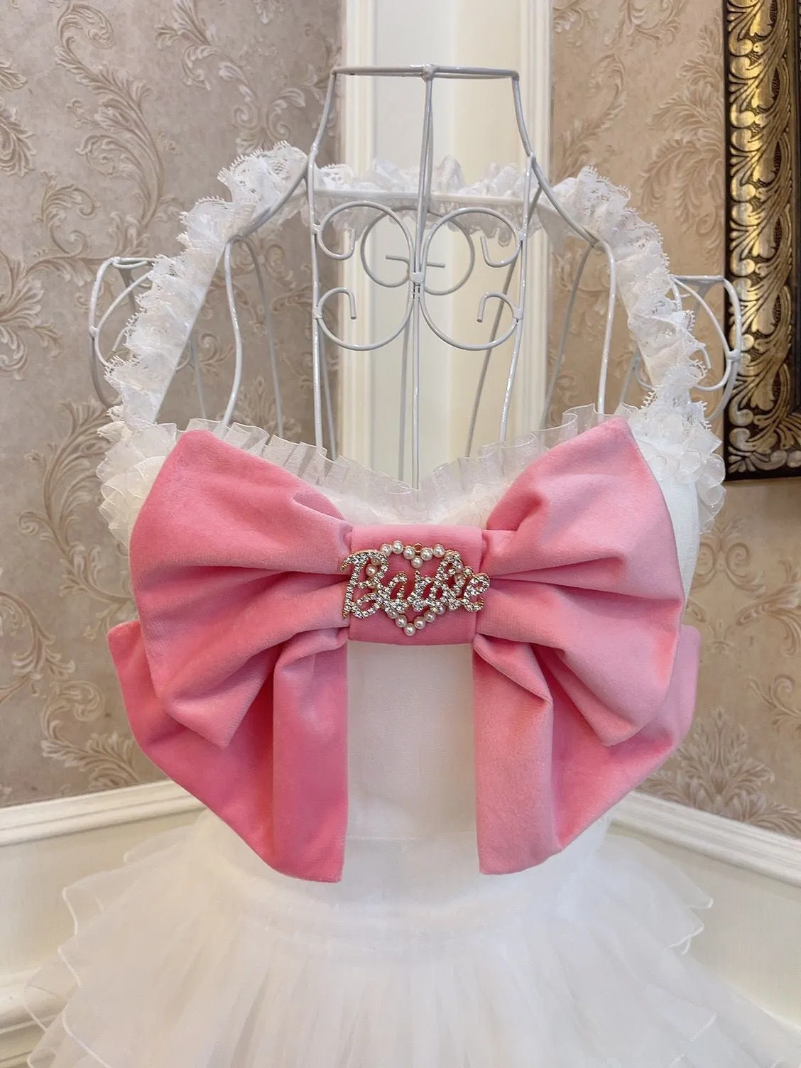 White Mesh Barbie Bowknot