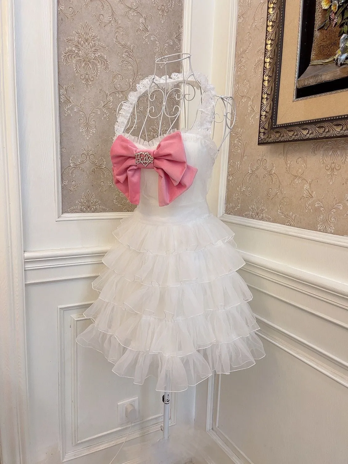 White Mesh Barbie Bowknot